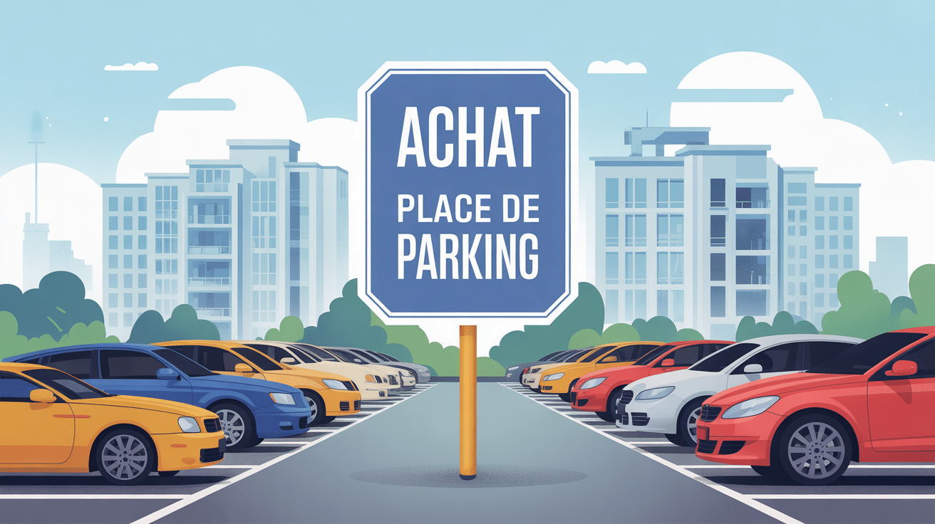 Illustration achat d'une place de parking en ville, parking urbain stylisé