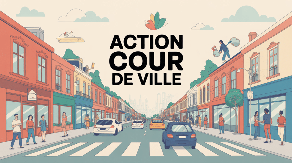 Illustration Action coeur de ville centre-ville animé