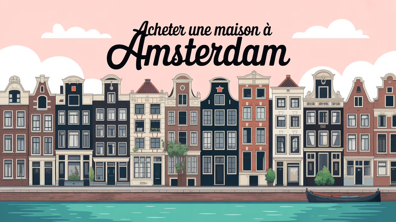 amsterdam maison achat canal illustration