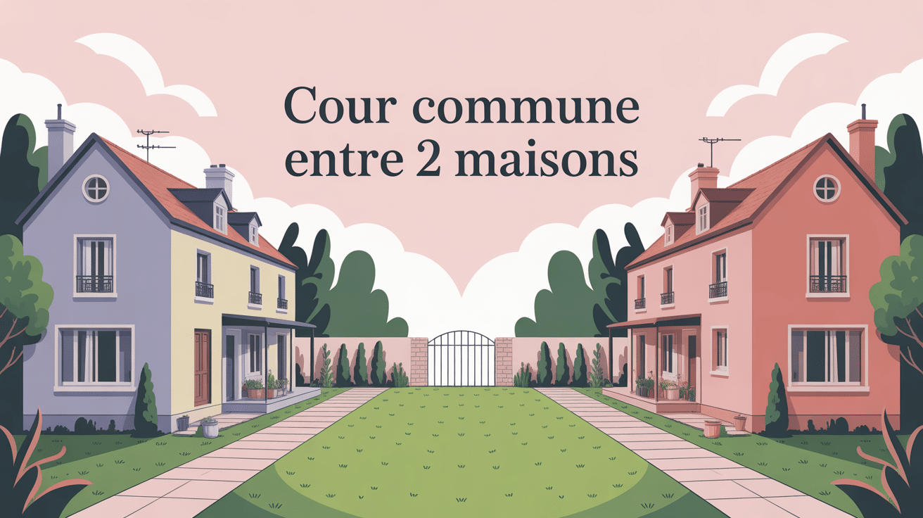 illustration cour commune entre 2 maisons partage