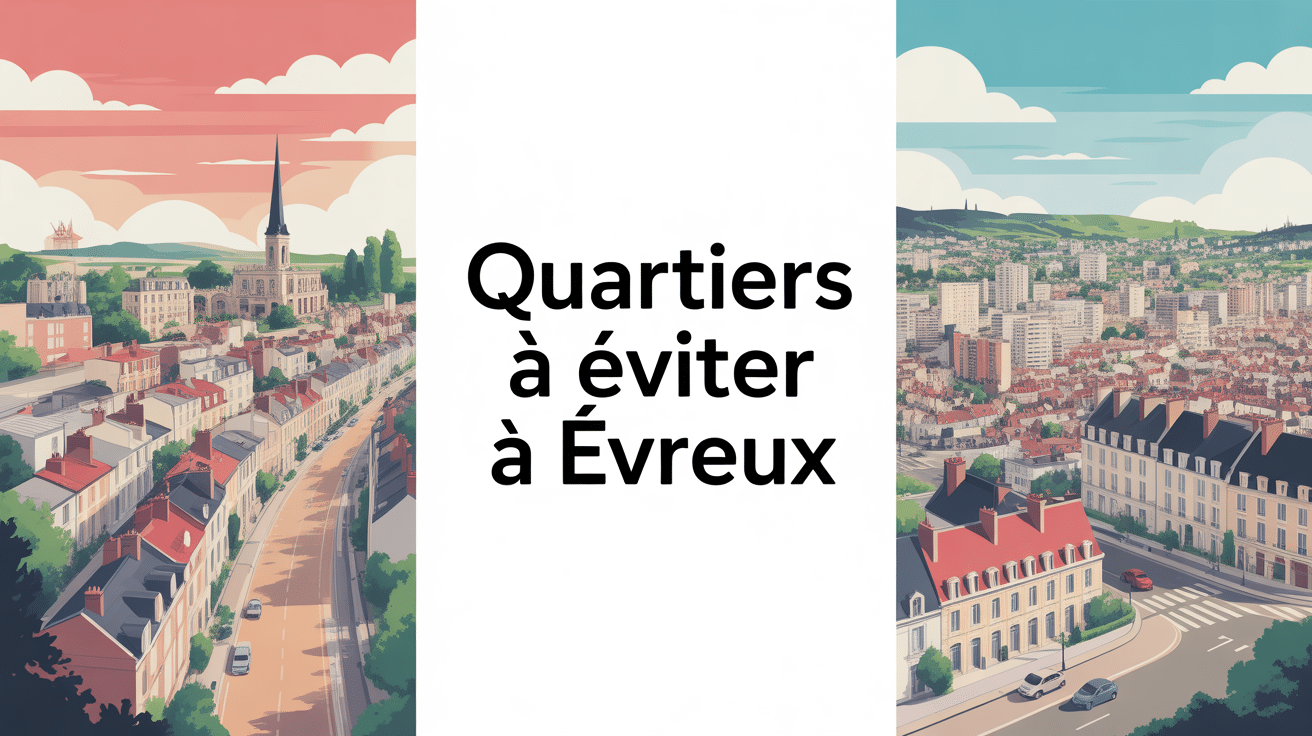 Vue stylisée Évreux quartier à éviter zones contrastées