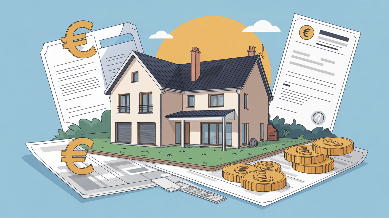 illustration frais de notaire sur construction neuve maison documents euros