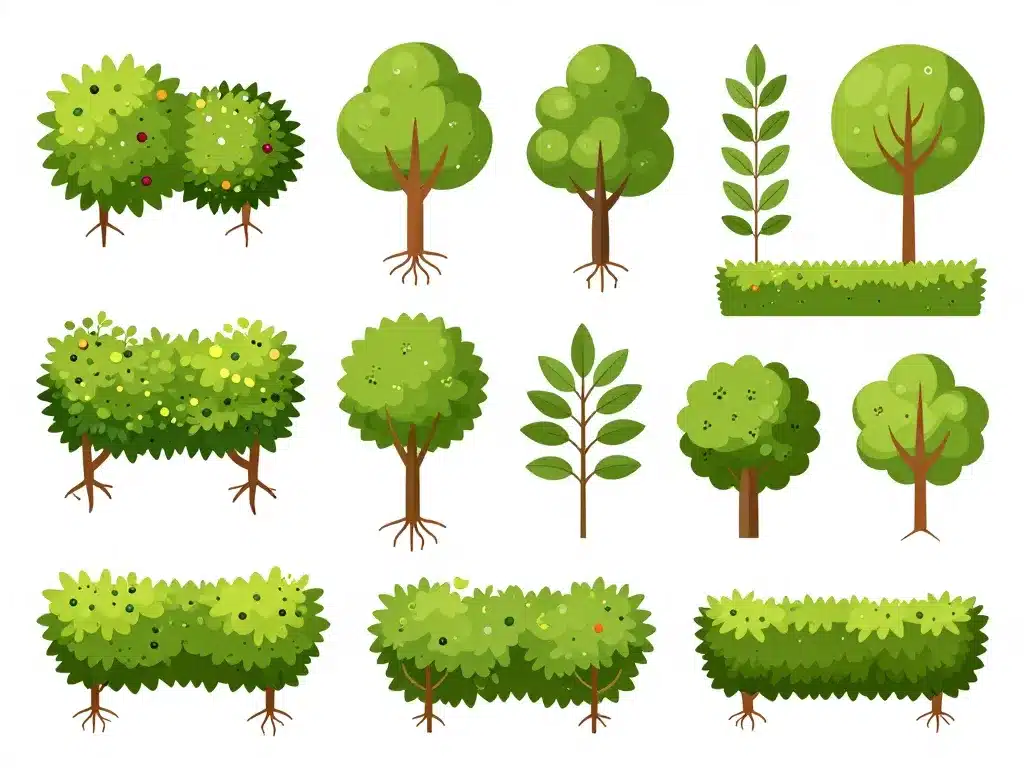 essences haie vigne arbustes arbres adaptés diagramme