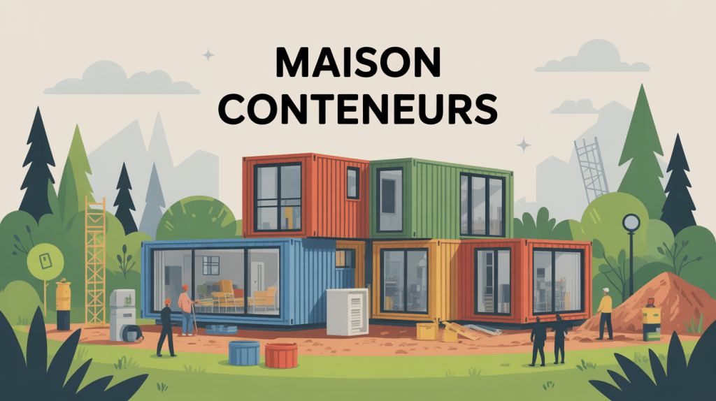 maison conteneurs prix illustration chantier modulaire moderne