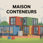 maison conteneurs prix illustration chantier modulaire moderne