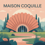 illustration maison coquille forme arrondie paysage naturel