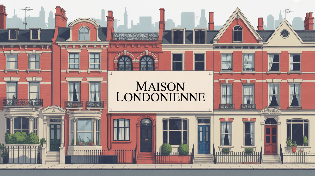 illustration façade maison londonienne typique