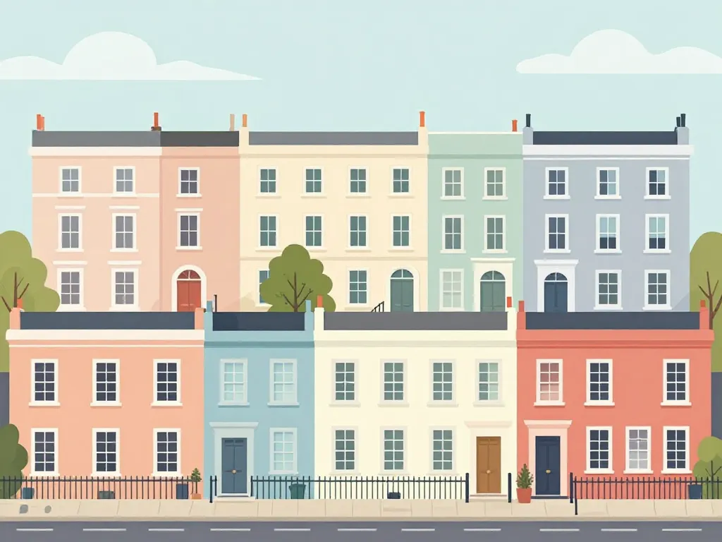 différents styles maison londonienne en rangée