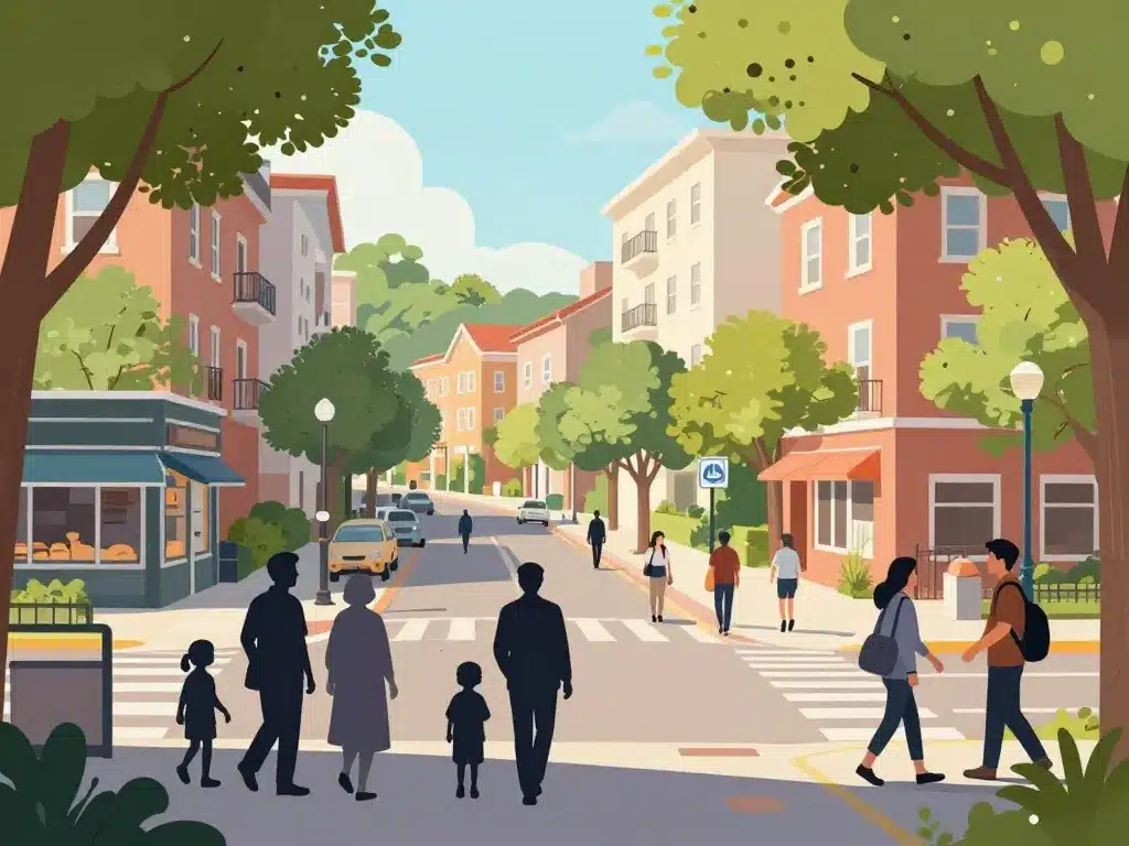 Scène de vie quartier Vaucelle Caen avec familles