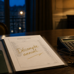 Décomptes de charges locatives sur table avec calculatrice