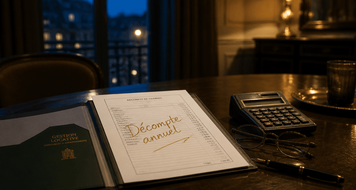 Décomptes de charges locatives sur table avec calculatrice