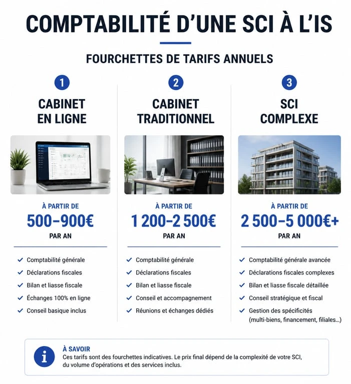 Tarifs expert-comptable pour SCI à l'IS : comparatif des coûts annuels
