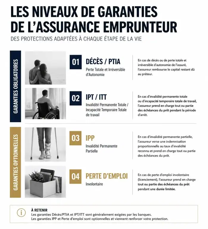 Tableau comparatif des garanties de l'assurance obligatoire pour un prêt immobilier