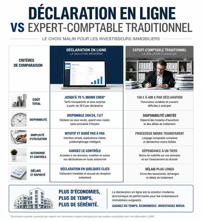 Comparatif des solutions de déclaration fiscale LMNP et SCI : Decla.fr face à l'expert-comptable traditionnel