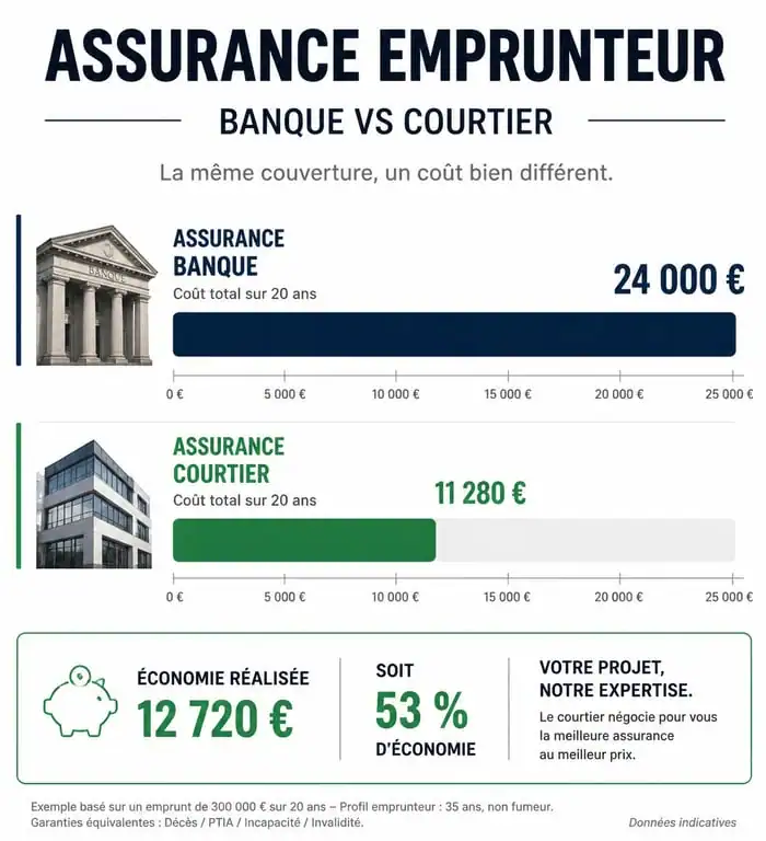 Comparatif des économies réalisées avec un courtier en assurance de prêt immobilier