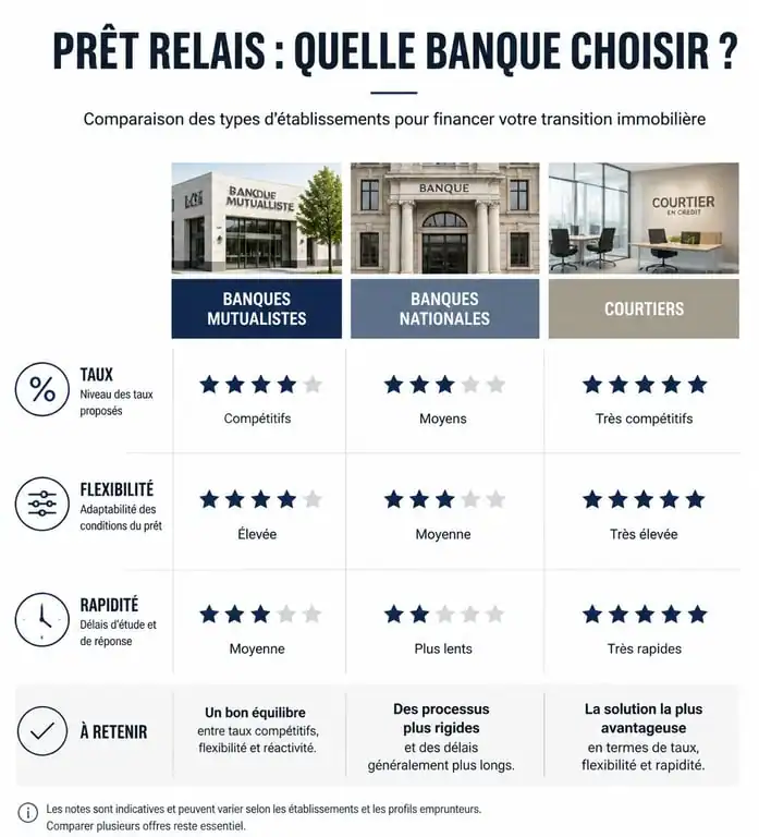 Infographie comparative des meilleures banques pour un prêt relais immobilier