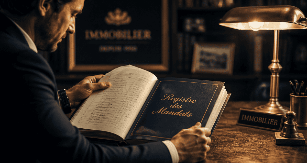 registre des mandats sur bureau agence immobilière