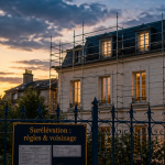 surélévation maison et voisinage panneau permis