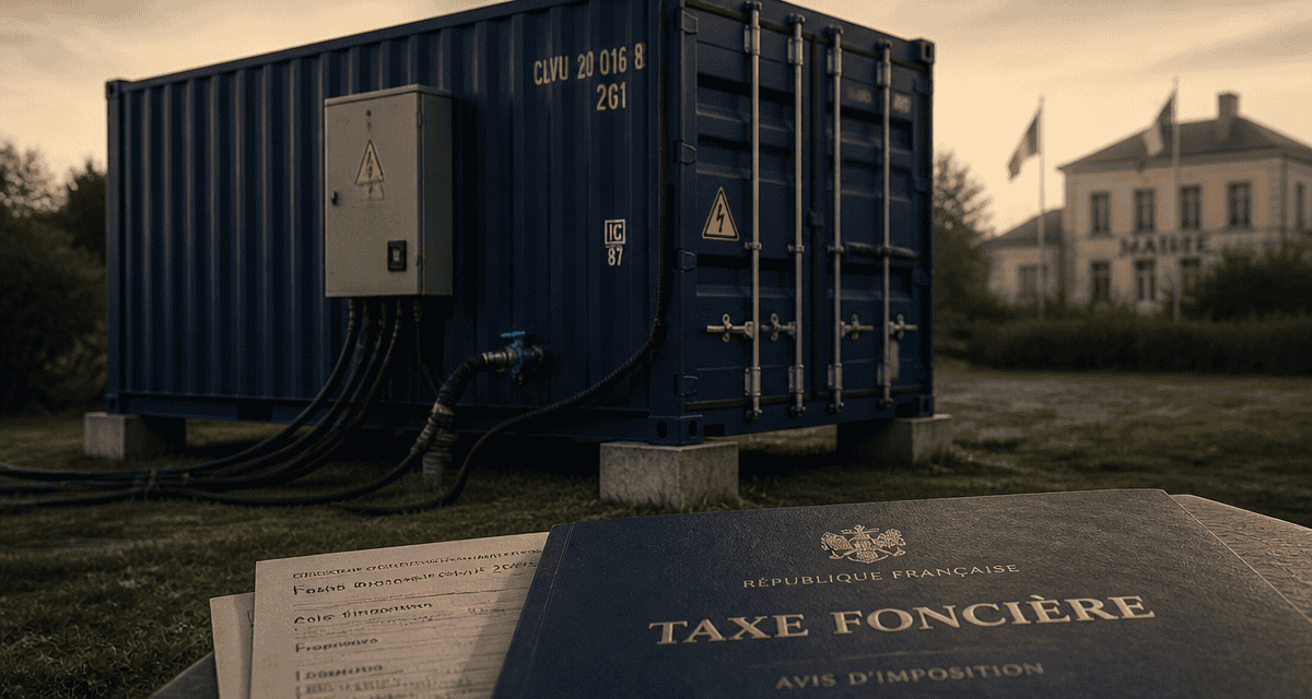 taxe foncière container sur terrain avec dossier