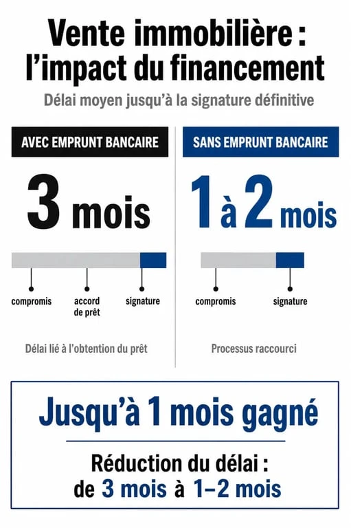 Comparatif des délais de vente immobilière : compromis de vente sans emprunt vs avec prêt bancaire