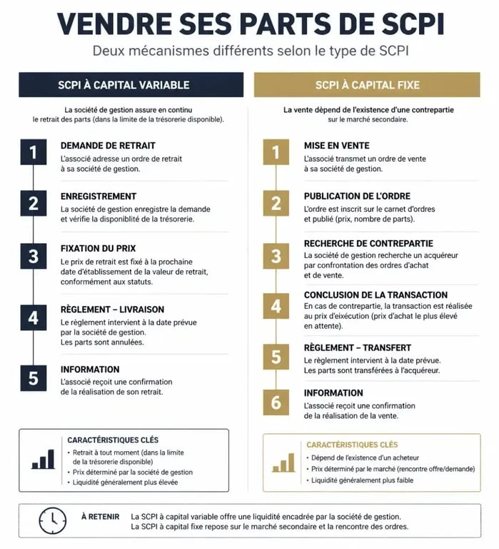 Processus de vente de parts SCPI : étapes pour capital variable et fixe