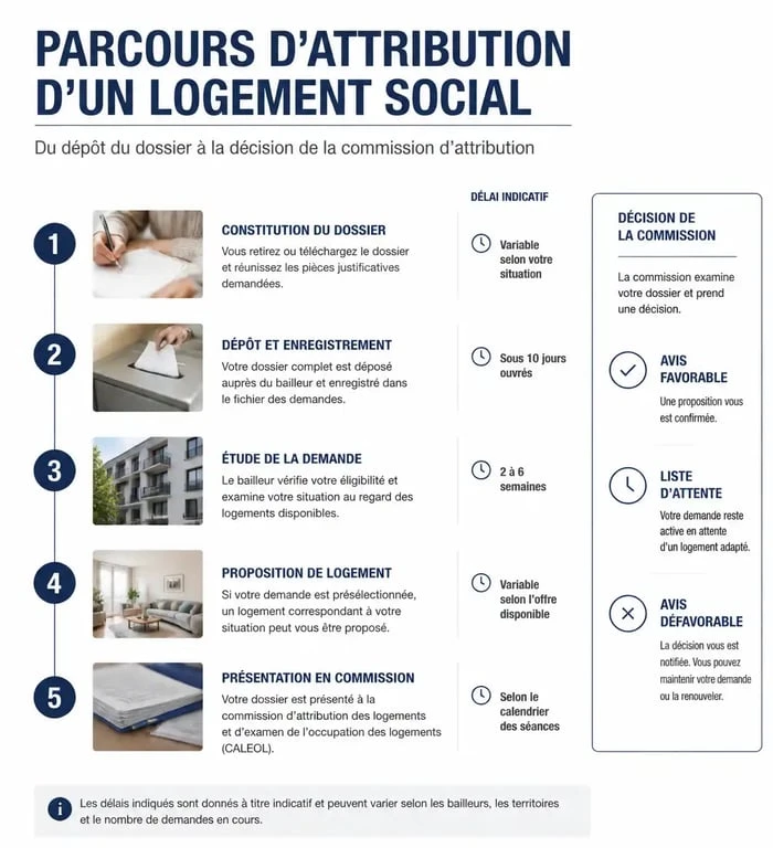 Schéma du parcours d'attribution en commission d'attribution logement