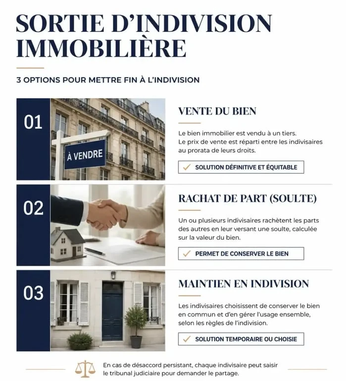 Schéma des options de séparation pour un couple non marié possédant une maison en indivision