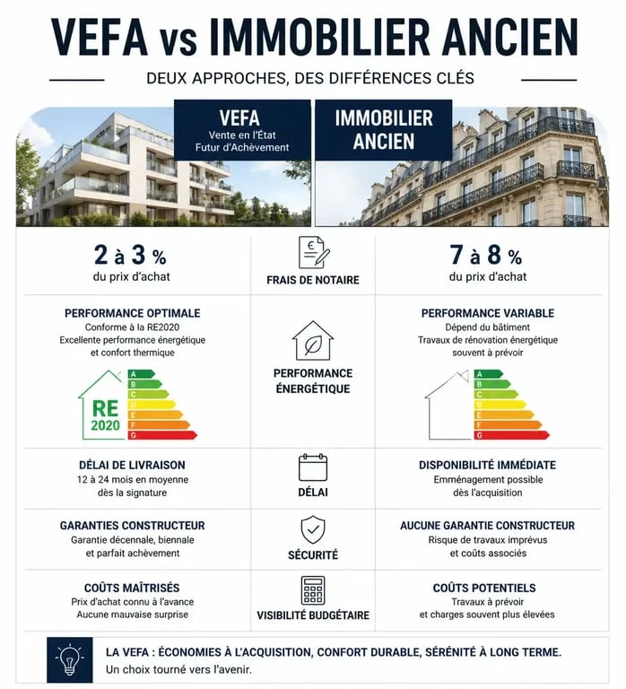 Infographie comparative : faut il acheter en vefa aujourd'hui par rapport à l'ancien