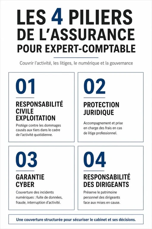 Infographie des garanties essentielles de l'assurance expert comptable