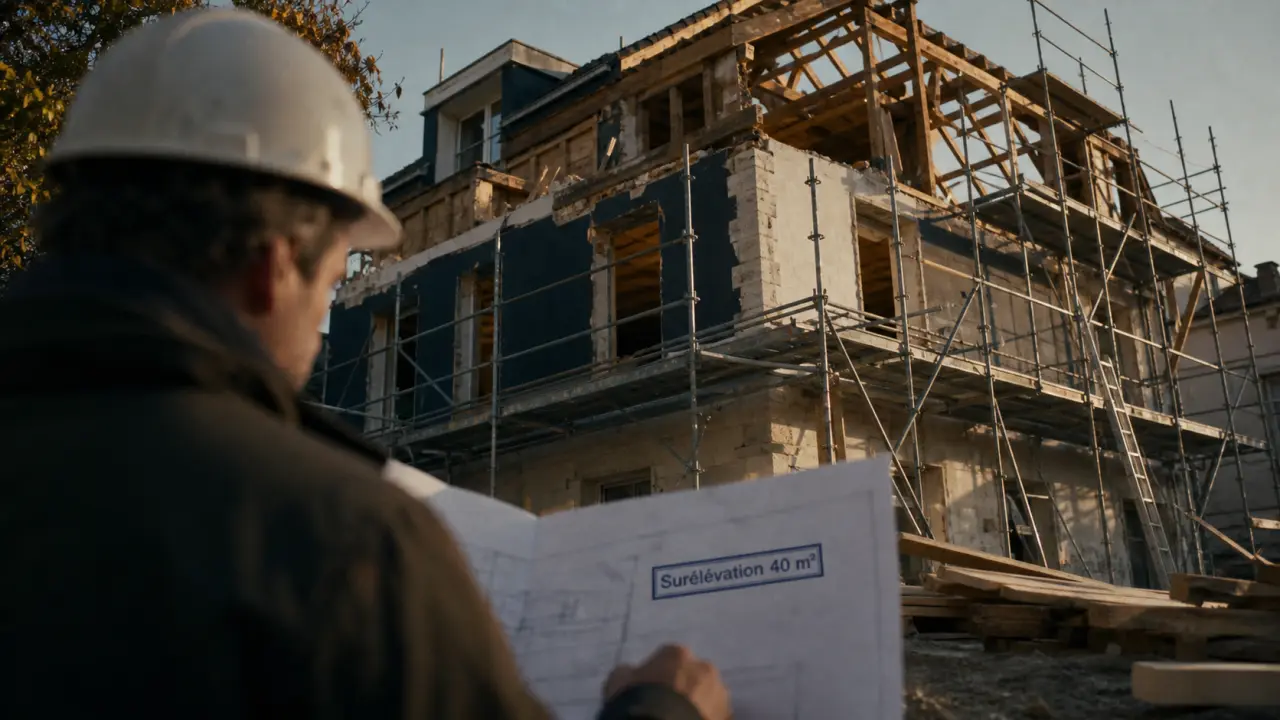 Prix surélévation maison 40m2 : chantier, échafaudage et accès