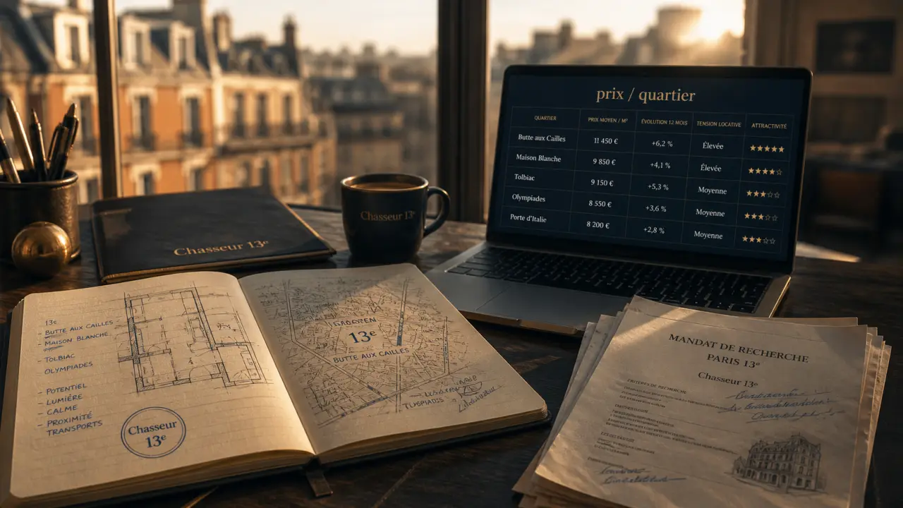 Chasseur immobilier Paris 13 : carnet, carte du 13e et prix au m²