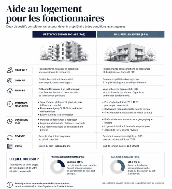 Solutions de financement et dispositifs aidés pour le crédit fonctionnaire immobilier