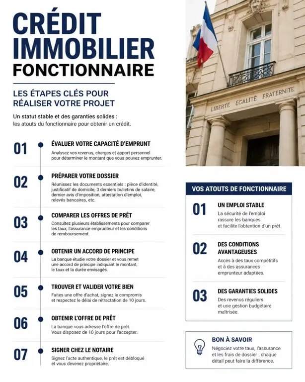 Étapes pour obtenir un crédit fonctionnaire immobilier