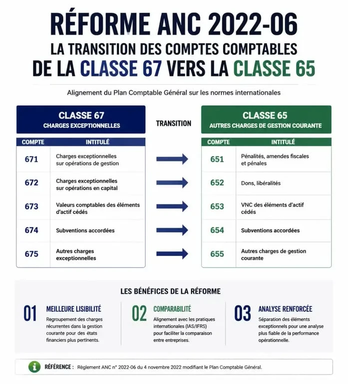 Schéma de transition des charges exceptionnelles vers les charges courantes suite à la réforme ANC 2022-06