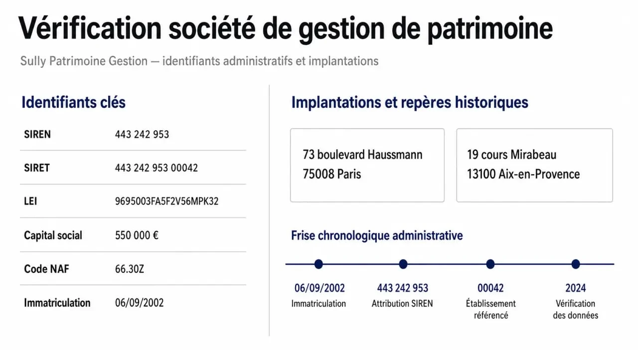Sully patrimoine gestion : identifiants juridiques, adresses et chiffres clés