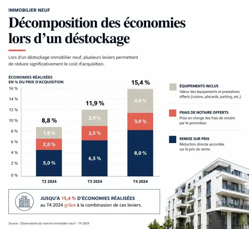 Décomposition des économies sur un déstockage immobilier neuf