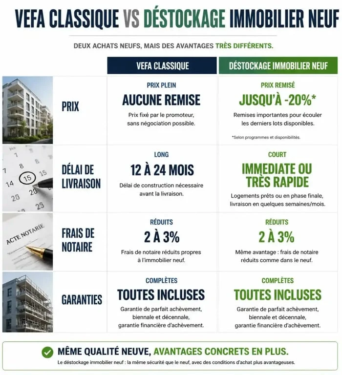 Comparatif entre achat VEFA classique et déstockage immobilier neuf