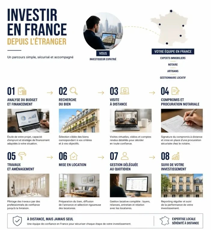 Parcours d’un investissement immobilier expatrié en France, de l’achat à distance à la gestion locative