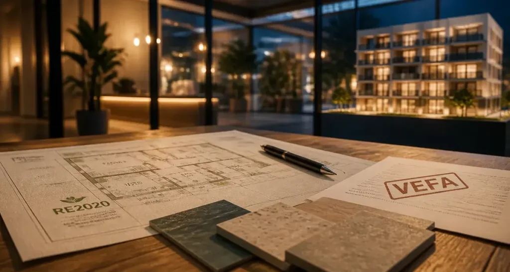 Immobilier neuf Angers : plan RE2020 Vefa en pièce témoin, achat sécurisé